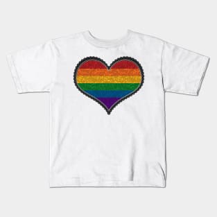 Elegant LGBT Rainbow Pride Decorative Heart in Pride Flag Colors Kids T-Shirt